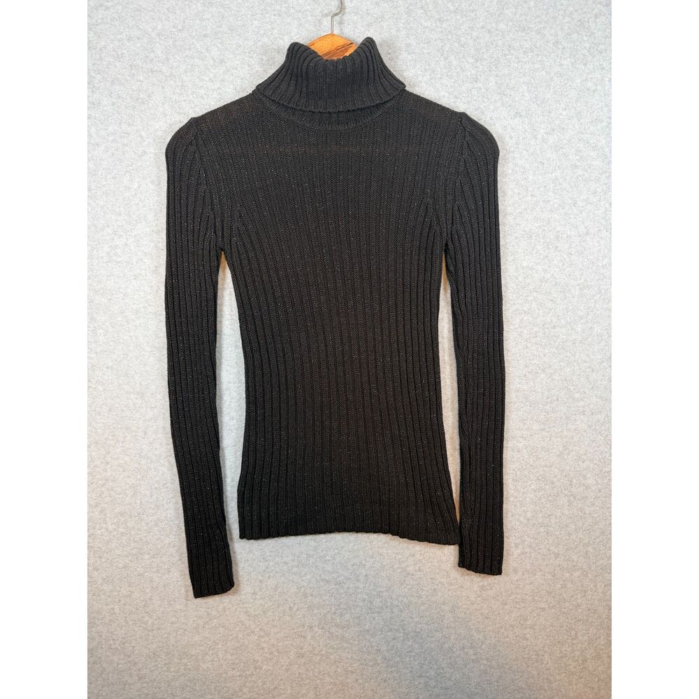 Faded Glory Women’s Medium Black Ribbed Turtleneck Knit Sweater 3826